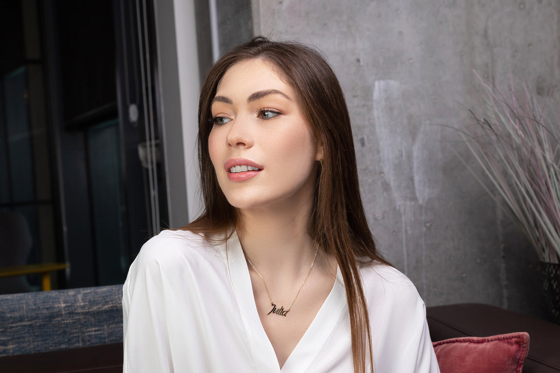 Gold Name Necklace - Shikha - شيخة